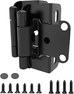 Chibery 10 Pack | 1/2 inch Overlay Semi Partial Wrap Around Cabinet Hinges, Self Closing Face Frame Variable Decorative Replacement, Kitchen Hardware, with Screw & Quiet Bumper (Matte Black)