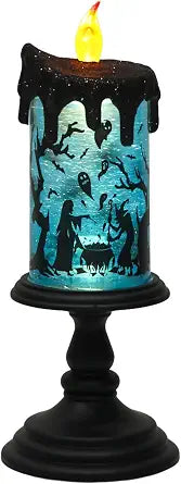 Eldnacele Halloween Witch Snow Globe Flameless Candle Battery Operated