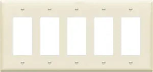 ENERLITES 5-Gang Mid-Size Decorator Switch Outlet Wall Plate Cover, 1 Pack