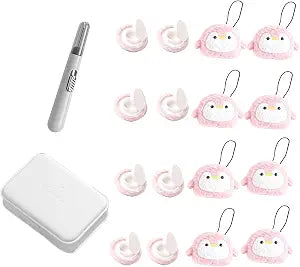 8 Pcs Duvet Clips with Pins Quilt Fixer,Non-Slip Duvet Cover Clips,Duvet Clips to Hold Comforter Inside,No Needles���Penguin Pattern(Inc Hook Tool,Storage Box)(Pink)