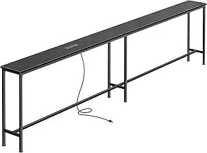 SUPERJARE 102.4 Inch Sofa Table with Power Outlets and USB-C Port, 5.9 Inch Narrow Console Tables, Entryway Hallway Couch Tables with Storage, Behind Sofa, Small Spaces, Living Room, Black