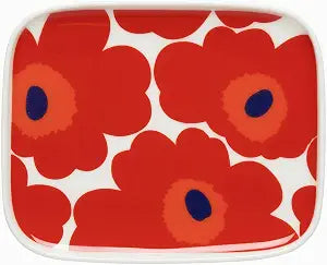 MARIMEKKO Unikko Oiva Stoneware Rectangular Plate  Refine Your Kitchen Dcor with Our Iconic Red & White Stoneware  Serving Plates to Elevate Your Dining Experience (6 in x 5 in)