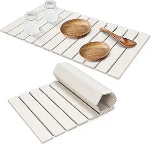 Extral Large Stone Dish Drying Mats for Kitchen Counter, 28"(L)16"(W) Quick Dry Dish Drying Mat, Collapsible Eco-Friendly Absorbent Diatomaceous Earth Mat for Dishes Cups, Match Any Countertop