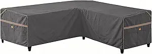 Heavy Duty Waterproof Outdoor V-Shaped Sectional Sofa Cover UV Resistant Patio Furniture Covers for 5 Seater 85" W (on Each Side) x 33" D x 31" H Dark Grey