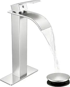 Fransiton Tall Vessel Single Handle Bathroom Sink Faucet Brushed Nickel