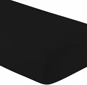 100% Cotton Knit Jersey 3 PC Twin XL Bed Sheet Set (1 fitted sheet and 2 pillow cases) -Twin Extra Long, 15" Deep Pocket, 39" x 80" Great for Dorm, Hospital and Split King Beds (Black, Twin XL)