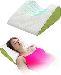 Back Sleeper Pillow for Sleeping, Facial Surgery Recovery Pillow After Face Lift Rhinoplasty, Memory Foam Cervical Support Wedge to Keep Head Straight, Positioning Wedge for Bedridden Elderly