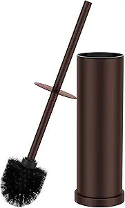 Bronze Toilet Brush and Holder SetStainless Steel Heavy Duty Toilet Bowl BrushExtra Long Handled Modern Toilet Cleaner Brush with Replaceable Head, Removable Inner Bowl, and Splash Protection