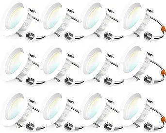 Sunco 12 Pack 4 Inch LED Recessed Lights, 11W 660LM Retrofit Downlight, 5CCT 2700K-5000K, Indoor Dimmable, Baffle Trim, Damp Rated Ceiling Lighting for Kitchen, Bathroom, Bedroom, Energy Star, UL