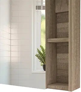 Tuhome Labelle Medicine Cabinet with Mirrored Single Door, Five Internal Shelves, Open Display Storage and Modern Wall-Mounted Design for Organized, Accessible and Stylish Bathroom Essentials.