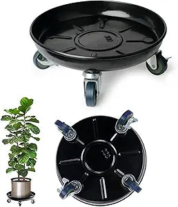 Heavy-Duty Plant Caddy with Wheels 12 Inch, 360 Lockable Caster,Outdoor Rolling Plant Dolly That is Not Easily Rusted, Indoor Metal Plant Cart with Rollers, Plant Pot Trolley, Black 3Pack