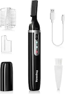 Eyebrow Trimmer, Electric Eyebrow Razor for Women Men, Rechargeable Painless LED Light Facial Hair Shaver Remover with Rinseable Blade for Face Lips Neck Leg