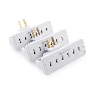 [UL Listed] Cable Matters 3-Pack 2-Prong 3-Outlet Swivel Wall Tap, White