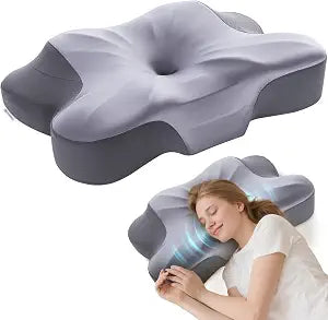 High Loft Pillow for Side Sleepers, Cervical Neck Pillow for Broad Shoulders, 4" / 5" Contour Memory Foam Pillow for Neck & Shoulder Support, Cooling Ice Silk Cover
