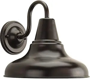 Progress Lighting P5623-20 District Collection 1-Light Farmhouse Outdoor Wall Lantern Light, Antique Bronze, 12" W x 10-1/2" H
