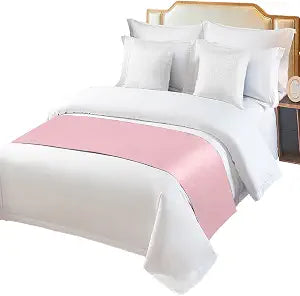 Blush Pink Pure Bed Runner for King Size Bed, Bedspread Protector Slipcover Bed Scarf for Foot Bed Runners & Scarves for Bedroom Hotel Wedding Room 102x20 Inches Romantic Contemporary Minimalist Solid