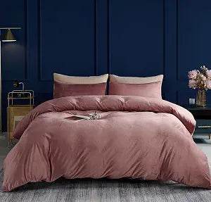 TUMEI 3pcs Velvet Duvet Cover Set, Queen Size, Blush Pink (No Comforter)