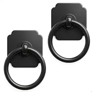 trust4care 2-Pack Black Cabinet Bifold Closet Door Ring Pull 1.6" Backplate