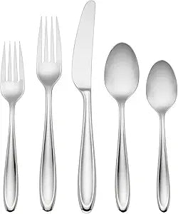 Lenox Silverware Set, Cantera 65-Piece Flatware Set, Service For 12, Dishwasher Safe, 18/10 Stainless Steel, Knives Spoons And Forks Sets, Home And Kitchen Serving Utensils (Silver, 65 Pieces)