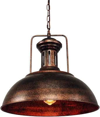 Industrial Dome Pendant Light Fixture, Farmhouse Barn Hanging Ceiling Lighting for Kitchen Island, Dining Room, Rustic Bronze Metal