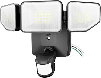65W 6500LM Flood Lights Outdoor Motion Sensor with Night Light, Hardwired Security Floodlights 6500K IP65 Waterproof, Dusk to Dawn Lighting Outside, Black 1 Pack