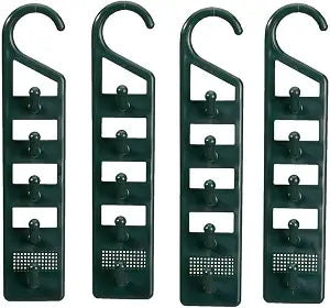 Space Saving Closet Hanger Holders - Set of 4 Durable Green Plastic