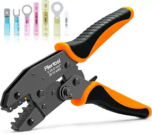 Crimping Tool for Heat Shrink Connectors-AWG 26-10, Ratcheting Wire Terminal Crimper Crimping Pliers Available for Insulated Nylon Connectors and Wire Terminal