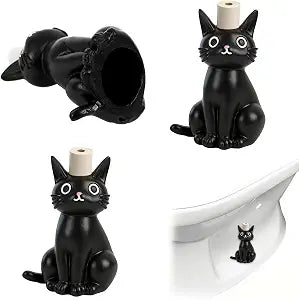JarThenaAMCS 2Pcs Black Cat Toilet Bolt Caps Toilet Screw Cover Caps Resin Bathroom Decor Fun Themed Gadgets Cute Bathroom Replacement Parts