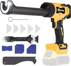 Cordless Electric Caulking Gun, Compatible with Dewalt 21V Max Battery(NO Battery),10oz/300ml Anti-Drip Caulk Gun with Auto Retract, 6-Speed Settings & LED Light for Sealing,Filling and Repair