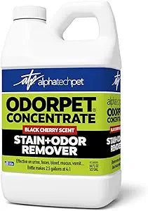 OdorPet Pet Stain Remover and Odor Eliminator - 64 Oz (Makes 2.55 Gallons of Working Solution) Non Staining, Professional Strength, Black Cherry Scent by Alpha Tech Pet