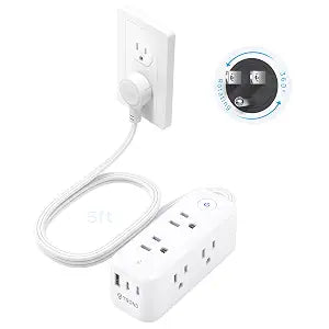 TROND 360 Rotating Flat Plug Power Strip with 6 Widely Spaced Outlets