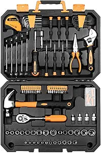 DEKOPRO 128 Piece Tool Set-General Household Hand Tool Kit, Auto Repair Tool Set, with Plastic Toolbox Storage Case