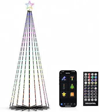 Outdoor Prelit LED Waterproof Smart Christmas Cone Tree with RemoteTimer App Control Valentines Tree Mystical Glow String Lights Arbol de Navidad Outside Decor year round outdoor lights for house