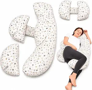 Pregnancy Pillow, Full Body Maternity Pillow | Back, Belly, HIPS & Leg Support, Soft Sleeping Pillow, Detachable & Washable Cover, For Side Sleepers