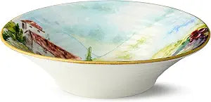 Tuscany 13-Inch Stoneware Pasta Bowl  Vibrant Printed Countryside Design  Wide Deep Serving Bowl for Pasta, Salads, Risotto & Shared Meals  Durable Italian-Inspired Serveware