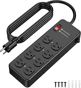 HEZI Magnetic Heavy Duty Power Strip,12 Gauge 6FT Extension Cord,Black