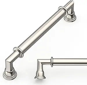Amerdeco 10 Pack Brushed Satin Nickel Cabinet Pulls 5 Inch(128mm) Hole Center Heavy Duty Solid Kitchen Cabinet Handles Drawer Pulls