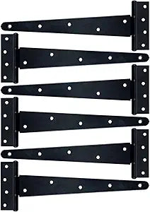 T-Strap Shed Hinge Gate Strap Heavy Duty Hinge Door Barn Gates Hinges (6, 12 inch)