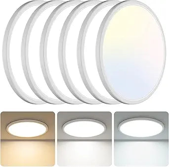 libtit 6 Pack 13 Inch LED Flush Mount Ceiling Light, 3200LM 28W Ultra-Slim LED Ceiling Lights, 3000K/4500K/6000K Selectable Light Fixture for Bedroom, Kitchen, Bathroom, Hallway - White