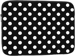 White Black Polka Dot Laptop Sleeve 17 inch, Slim Laptop Bag Case with Zipper, Portable Tablet Computer Carrying Case for Men Women