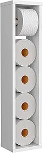 TUHOME Bali 28-Inch Toilet Paper Holder Shelf Organizer with Multiple Roll Compartments and Upper Storage Surface, Slim Space-Saving Bathroom Organizer for Tight Areas in Bathrooms, Living Room