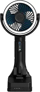 AirLux Pro, Portable Fan, 180-Degree Tilt Head, 5 Speeds, 18MPH Wind Velocity, Rechargeable 20V Battery, [40 Working Hours], USB Power Bank, LED Ring Light, Hands-Free Smart Hook