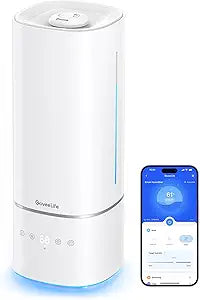GoveeLife Humidifiers for Bedroom, 6L Top Fill Cool Mist Humidifier for Large Room, Auto Mode, Adjustable Mist, Quiet Sleep Mode, WiFi Smart Air Humidifier with RGB for Baby, Plants, Work with Alexa
