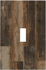 Rustic Brown Wood Grain Dark Oak Decorative Light Switch Cover 1 Gang Single Toggle Device Electrical Faceplate Switchplates Decorator Outlet Wall Plate for Farmhouse Home Decor