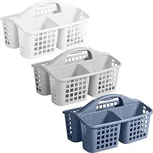 Tanlade 3 Pcs Portable Shower Caddy Basket Cleaning Supplies Organizer with Compartments and Handle Plastic Shower Caddy Shower Bucket for Storage Bathroom Bedroom Kitchen College Dorm
