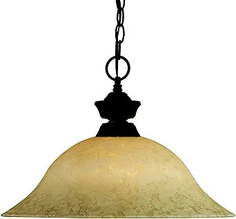Z-Lite 100701BRZ-GM16 One Light Pendant, Metal Frame, Bronze Finish and Golden Mottle Shade of Glass Material