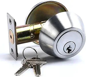 Heavy Duty Designer Commercial Deadbolt (Single Cylinder Lock, Satin Chrome, 26D) Non-Handed, Grade 2 Industrial - UL 3 Hour Fire Rated & ADA Compliant | Wood or Metal Doors