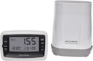 AcuRite Wireless Digital Rain Gauge with Self-Emptying Collector with Rainfall History, Alerts, and Current Date and Time (00899), Multicolor