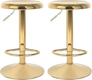 Modern Gold Bar Stools  Adjustable Swivel Backless Counter Height Stools for Kitchen Island or Home Bar (2)