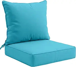 EAGLE PEAK Outdoor Deep Seat Patio Seat Cushion Set, 25 x 25 x 5 inch, 2-Piece Back Chair Cushion, 1 Pack, Blue